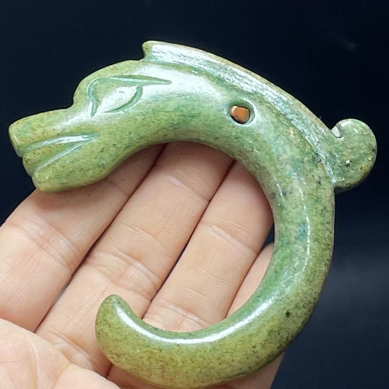 هان سلالة اليشم صفقة العتيقة اليشم قطعة أثرية قلادة اليشم القديمة معلقة حلية خمر التنين هوك