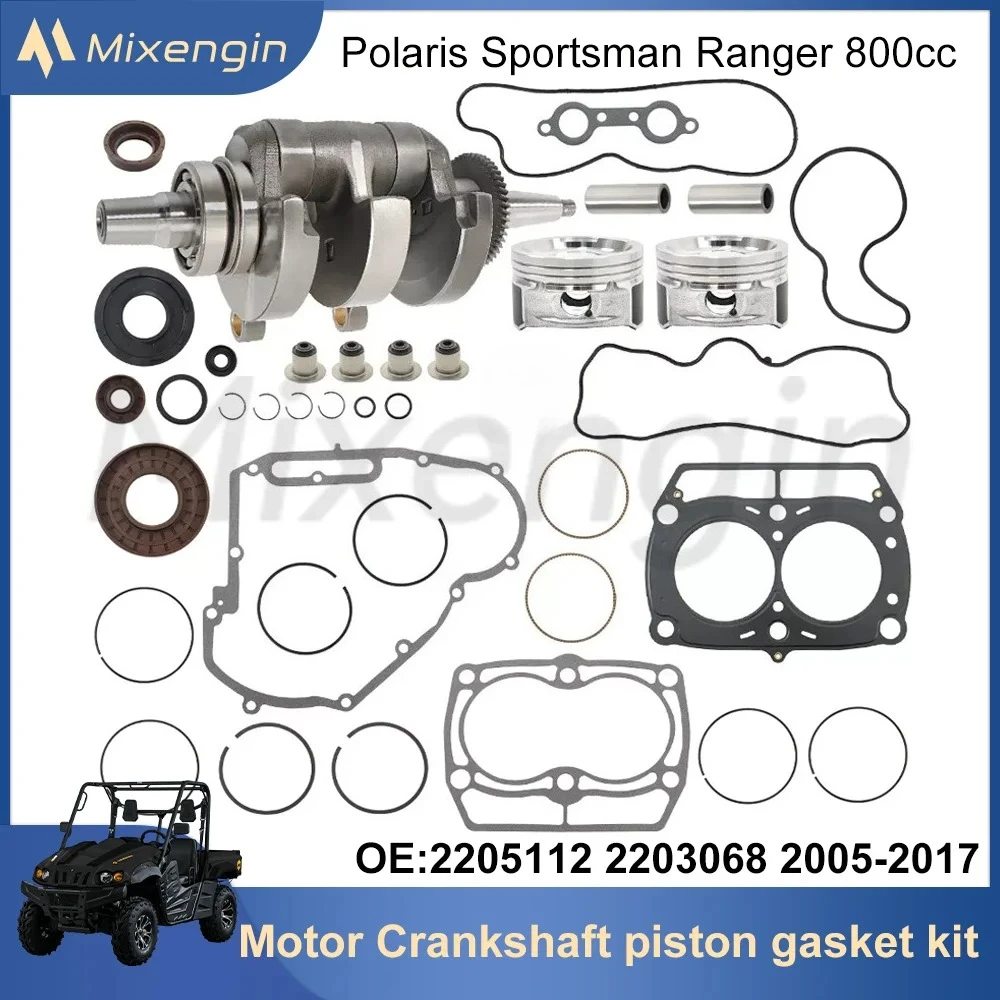 

ATV UTV Motor Engine Parts Crankshaft piston gasket Rebuild Overhaul kit For Polaris Sportsman Ranger RZR 800 2205112 2005-2017