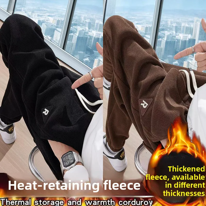 Autumn Winter New Style Women's Corduroy Pants Thickened Fleece Lined Casual Trousers Fashionable All-Match Warm Outerwear