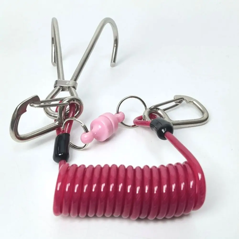 For YEXIZE Diving Reef Hook Double Hook Stainless Steel Magnetic Holder Elastic Spring Lanyard Underwater Current Stability Tool