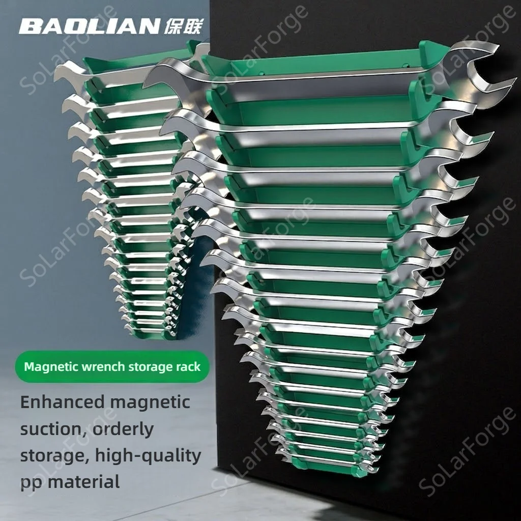 BAOLIAN 16-Fach Magnetischer Schraubenschlüssel-Organizer, Starker Magnet-Kunststoffhalter für Gabel- und Ringmaulschlüssel, Multifunktionaler Werkzeughalter