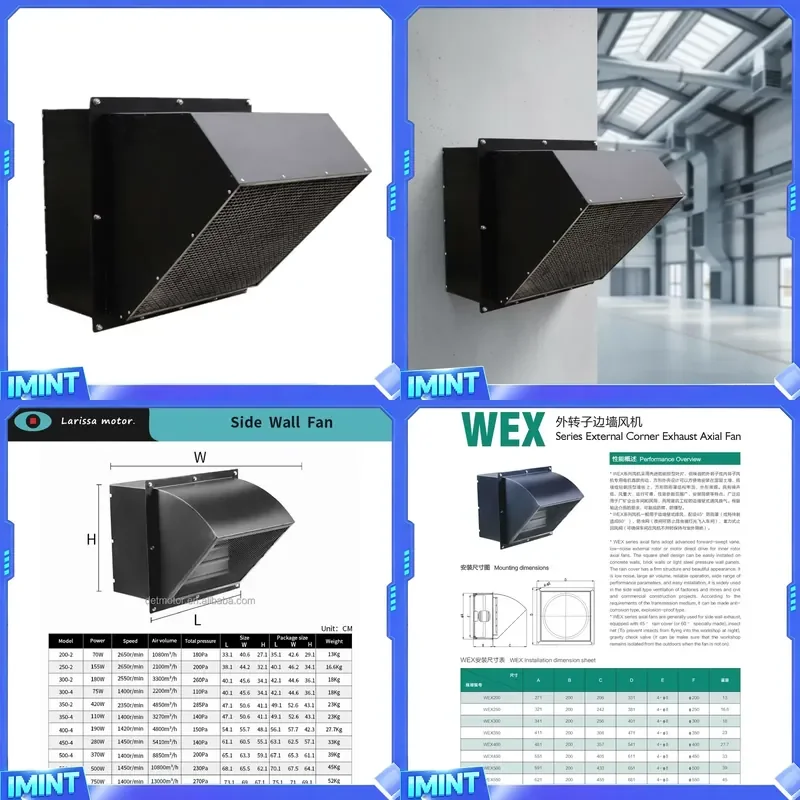WEX External Corner Exhaust Axial Fan Used in the Side Wall Type Ventilation of Factories and Mines