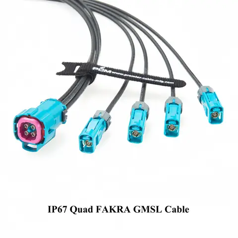 IP67 4-In-1 Rosenberger Mini FAKRA Female to FAKRA Female RF Coaxial Cable AMK14K-1M4Z5-Z to 59Z163-003-Z Vehicle LVDS for ADAS