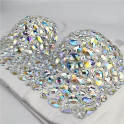 Sexy Bras for Women Night Club Party Cropped Tops Bra Stage Performance Sparkling Rhinestone Underwear Bralette Lingerie Clothes