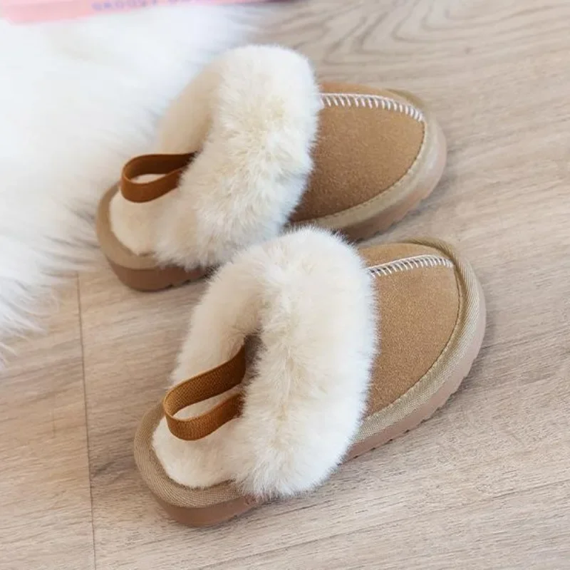 슬리퍼 Child Cotton Slippers Fashion Solid Color Plush Girls Shoes Indoor Anti Slip Comfort Cotton Shoes Boys Warm Home Slippers