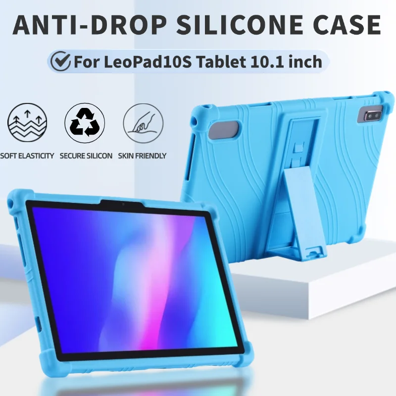 

ForLeoPad10S Tablet 10.1 Inch Coat Shockproof Cover Android 11 Soft Silicon Stand Protective Shell