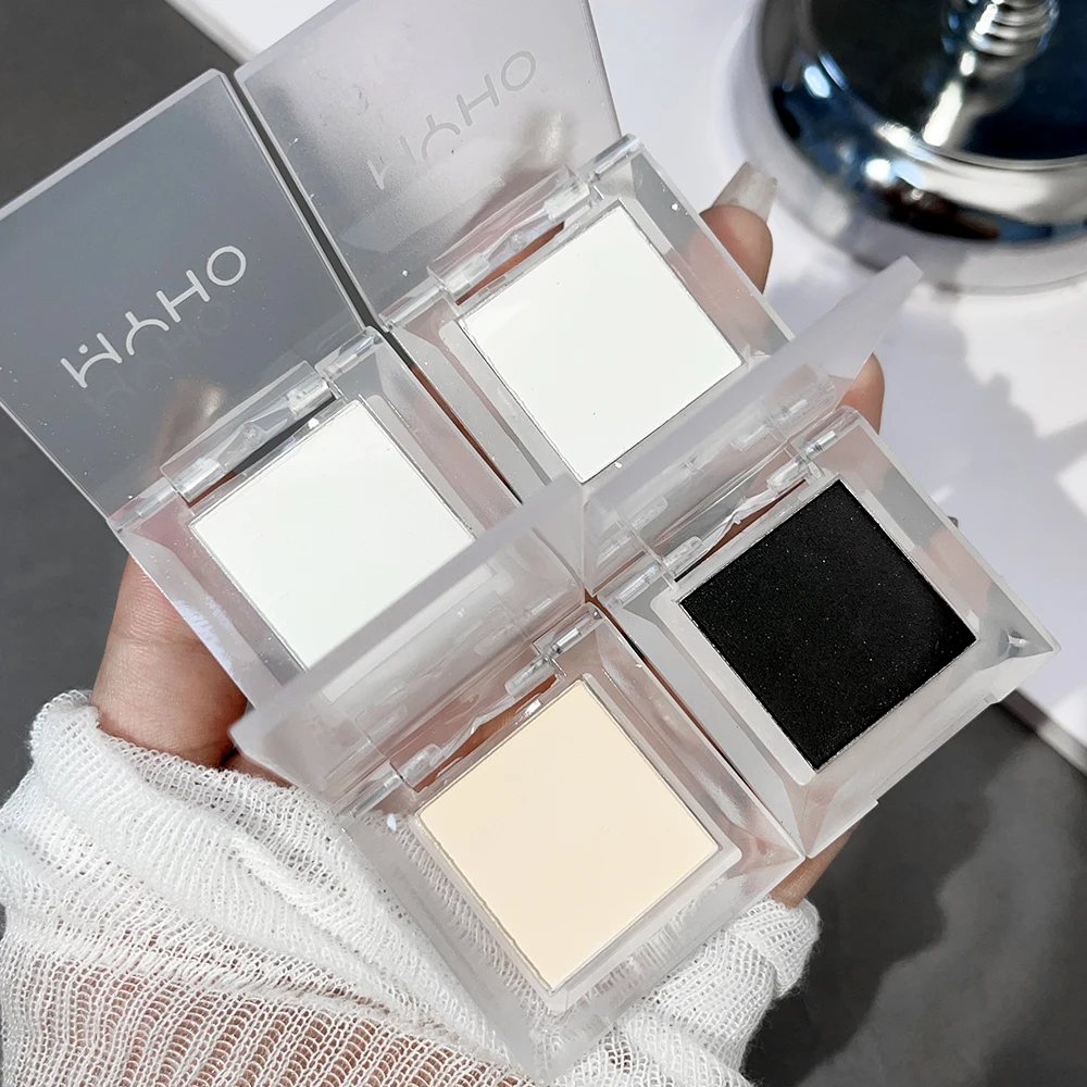 Matte Highlight Eyeshadow Palette monocromatico bianco nero ombretto polvere occhi sdraiato baco da seta Shimmer Face Highlighter Cosmetic