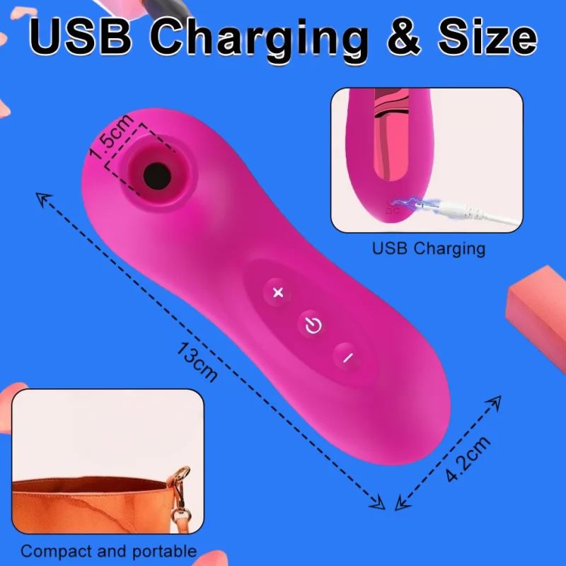 Powerful Silicone Sucking Vibrator Clitoral Stimulator Vacuum Massager Rechargeable Waterproof Discreet Sex Toy for Women view 6