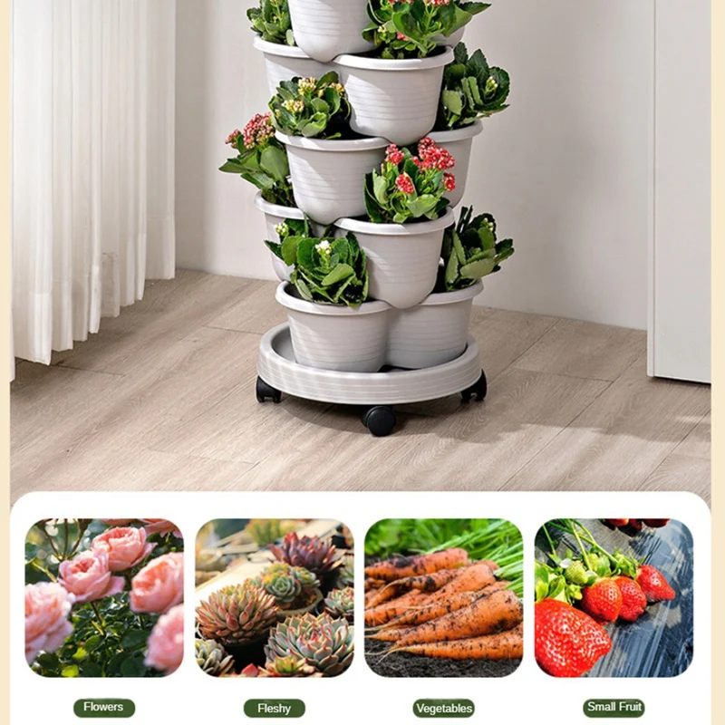 Vertical Gardening Stackable Flower Pots, For Strawberries, Flowers, Vegetable,Three-Dimensional Flower Pots(5PCS)