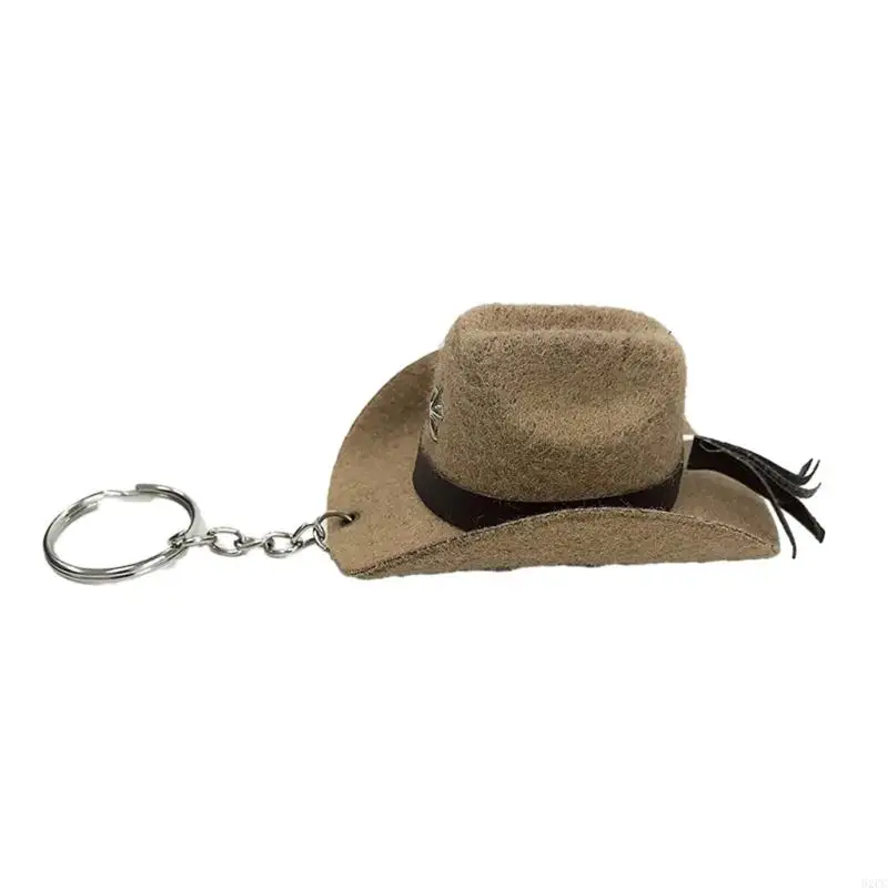 62CC Portable Cowboy Hat Keychain Key Rings Bag Accessory for Daily Wear and Parties