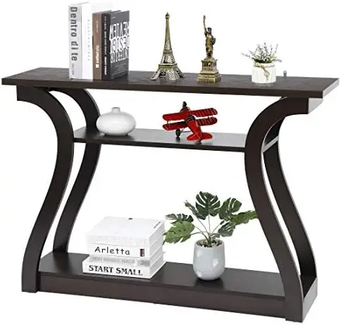 

Wood Console Table with Curved Legs and , 3 Tier Modern Accent Sofa Table for Entryway, Living Room, Hallway, 47 in Wide, Easy A