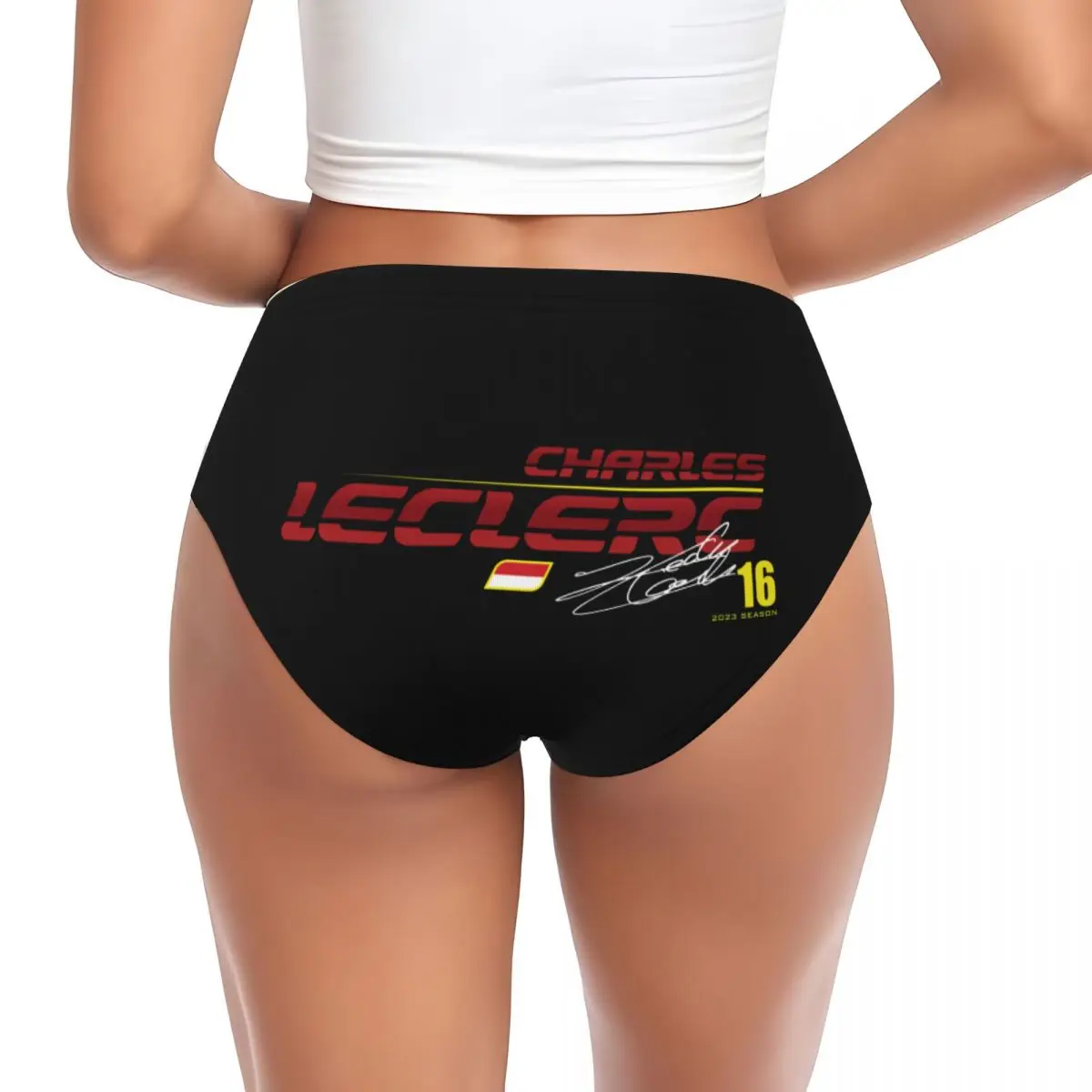 Custom Charles Leclerc 16 Brief Panties Women's Stretch Sport Racing Car Underwear