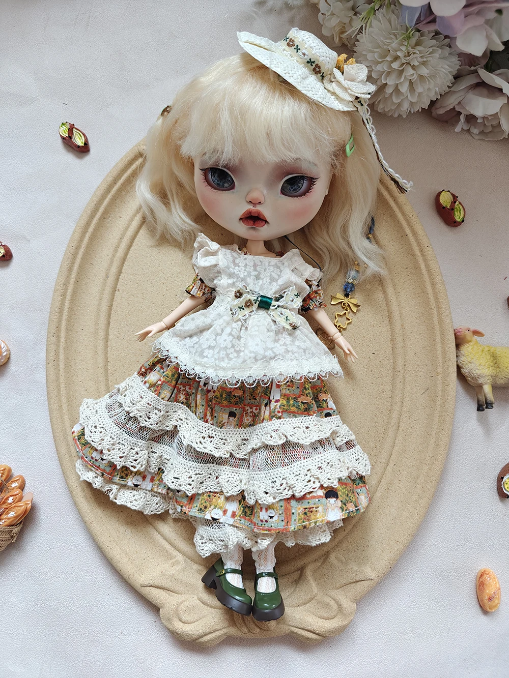 

Blythe doll Clothes Vintage Lace Set Decorative hat Cute Blythe Clothes for Ymy Licca Azones Ob22 24 27 YMY Doll Accessories
