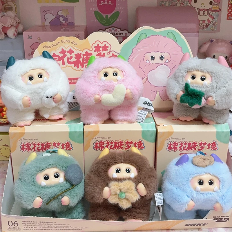 Giggle Monster Marshmallow Dream Serie Blindbox Giggle Monster Vinyl Plüsch Blindbox Anhänger Puppe Taschendeko Mystery Box Spielzeug