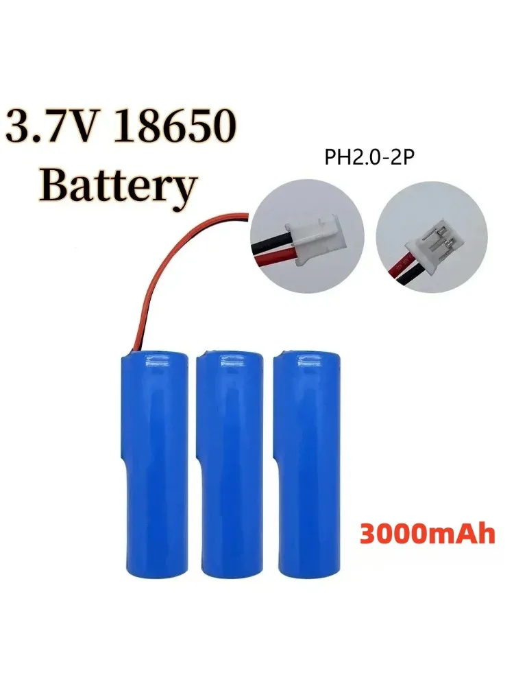 18650 Rechargeable Battery 1s1p   3.7 V 3000mAh LED Fishing Light Speaker Bluetooth Emergency Battery DIY Plug in Cable PH2.0