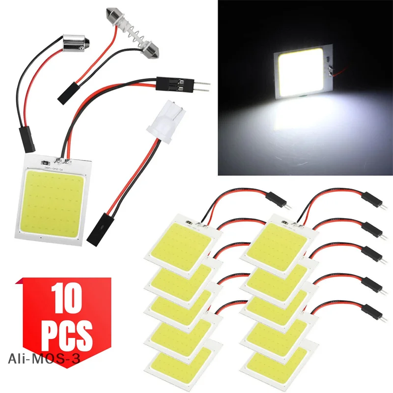 

【S】10X T10 BA9S Car Led Cob 48SMD White Parking Bulb Auto Interior Reading Panel Lamp Super Bright Festoon License Plate Lights