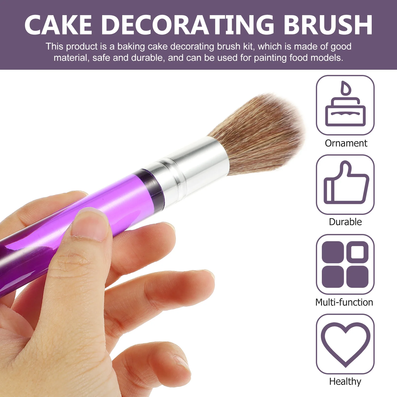 

2Pcs Cake Decorating Brushes Plastic Nylon Tips Purple Fondant Dessert Painting Tools Watercolor Set Kit Cookie Art Supplies