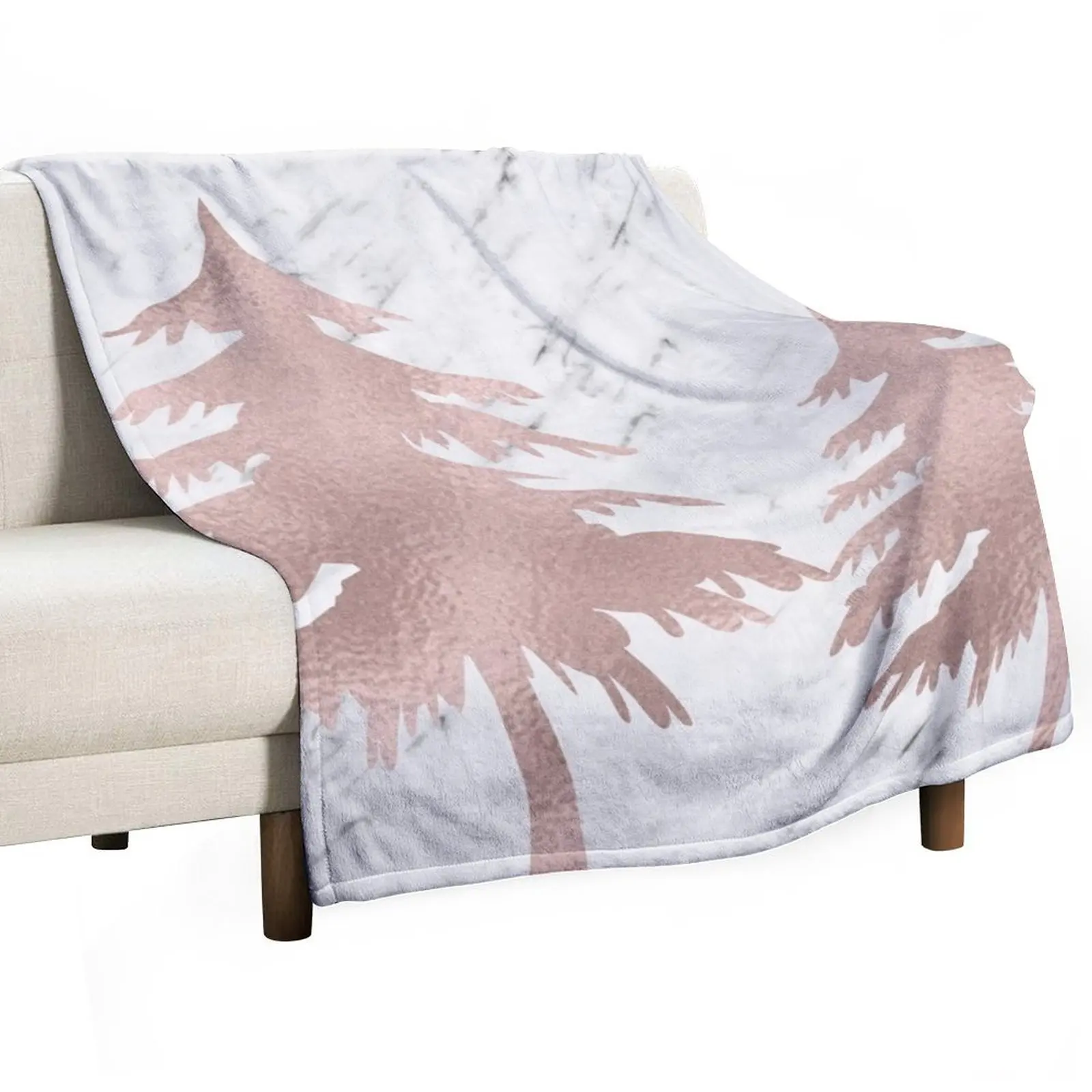 Rose gold marble Christmas trees Throw Blanket Decorative Sofa Blankets For Sofas Blankets