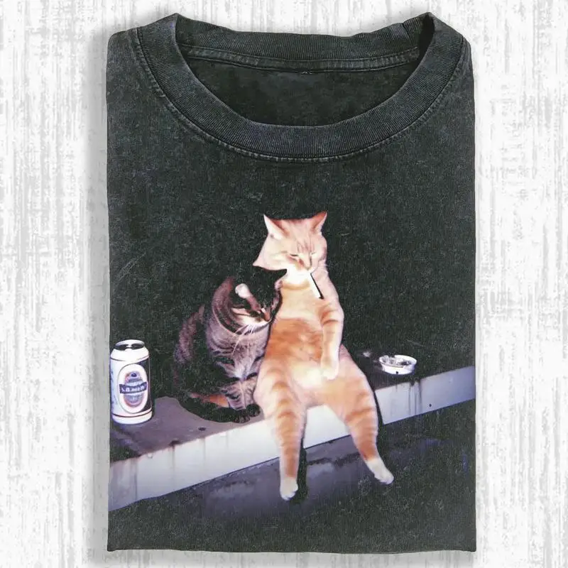 

Funny Animal Vintage Washed Crew Neck Tee Heavyweight Regular Fit Casual Comfort Breathable Short Sleeve Funny T-shirts