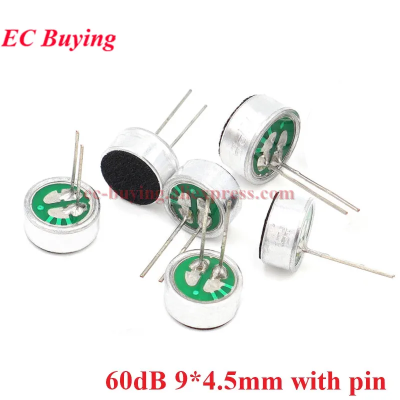 2-100 szt. Mikrofon 9x4,5mm 9745, 60dB, mikrofon pojemnościowy elektretowy z 2-pinowym złączem, mikrofon 9mm*4,5mm, akcesoria MP3