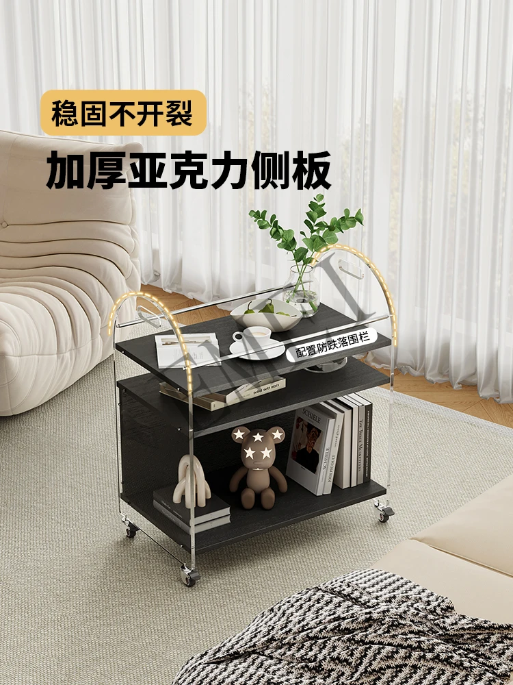 Acrylic Sofa Side Table Modern Minimalist Portable Tea Table Storage Trolley Creative