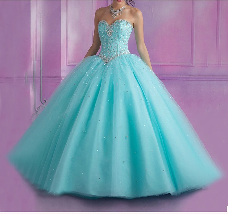 Robe De Bal Robes De Quinceanera 2022 Chérie Perles Cristaux Robe d'anniversaire pour 16 ans Robes De 15 Anos Débutante Robe Robes De Bal