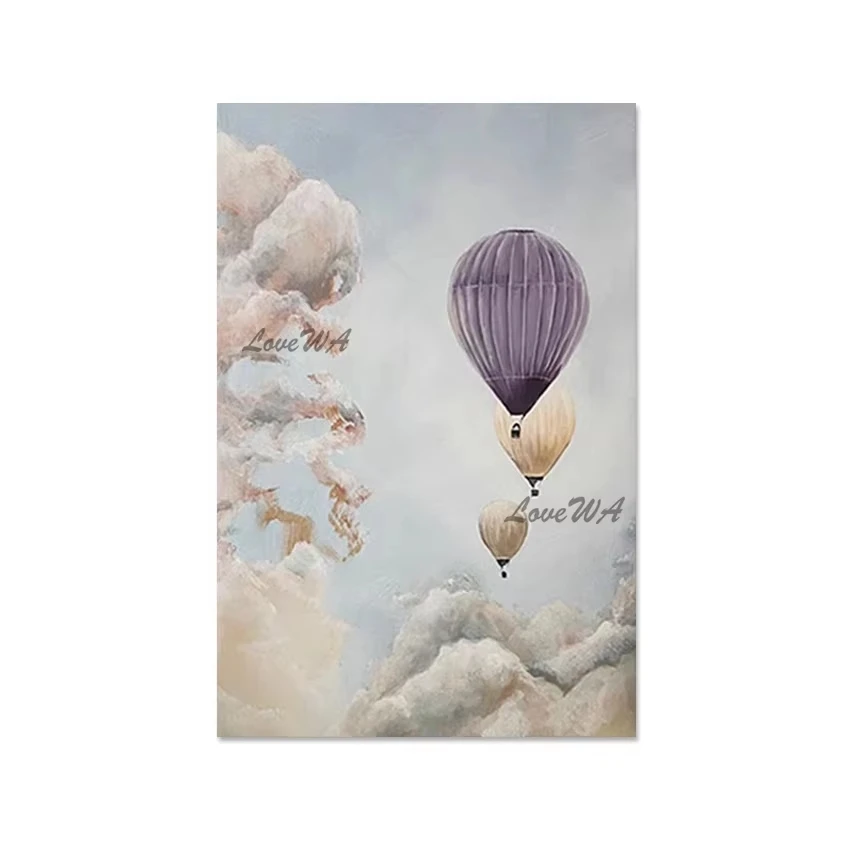 

Hot Air Balloon In The Sky Hand Painted Scenery Oil Painting Home Decoration Products Modern Art Canvas Hotel Wall Pictures