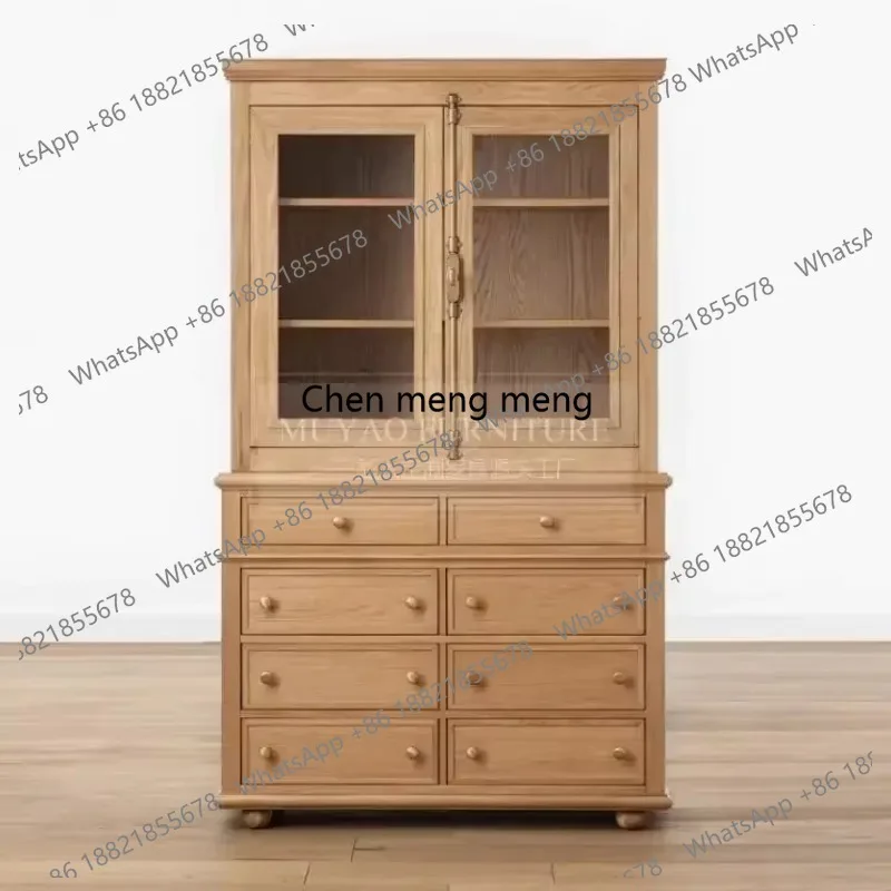 

LHY26 ss New style American solid wood dining side cabinet Log style Simple modern restaurant Wine cabinet Furniture storage Mul