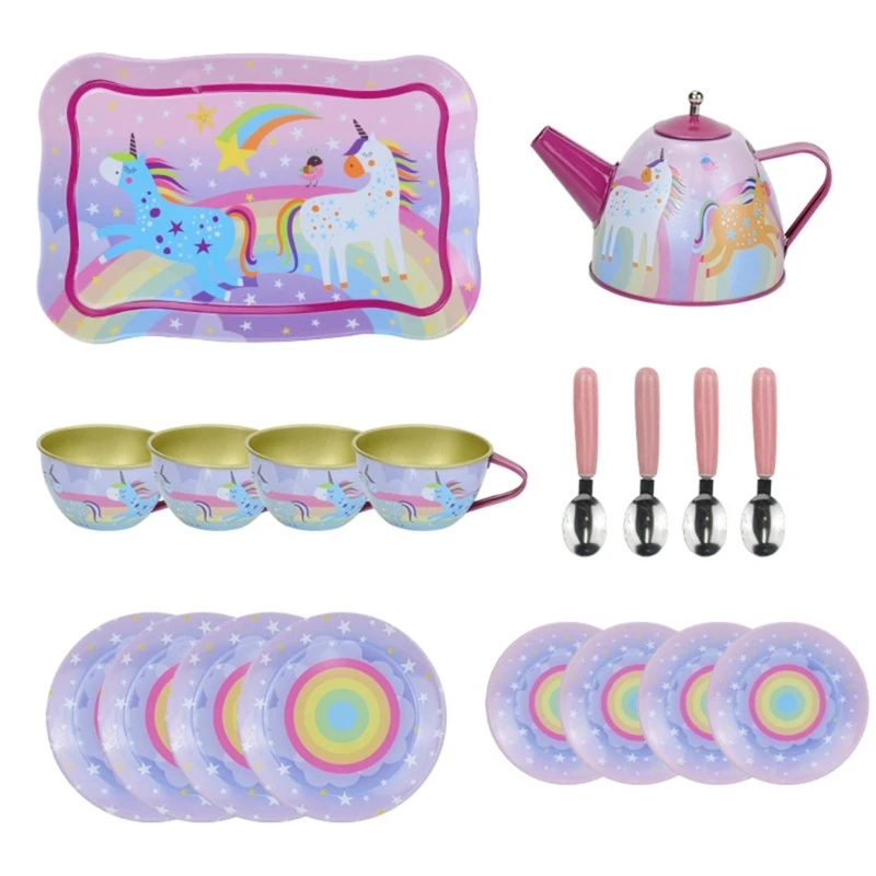 F19F Role Play Teaset for Little Girl Kindergarten Teaset Early Learning Toy