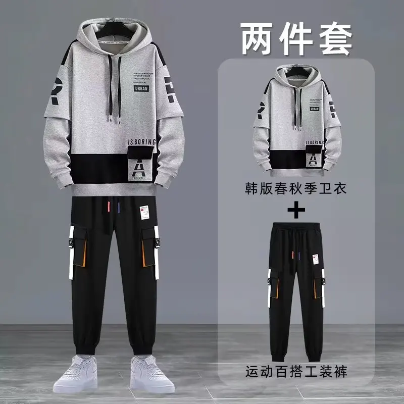 2022 Spring Autumn Men\'s Sets Print Tracksuit Men 2 Pieces Set Hoodies+Sweatpants Japan Fashion Men Clothing Jogging Sets Men