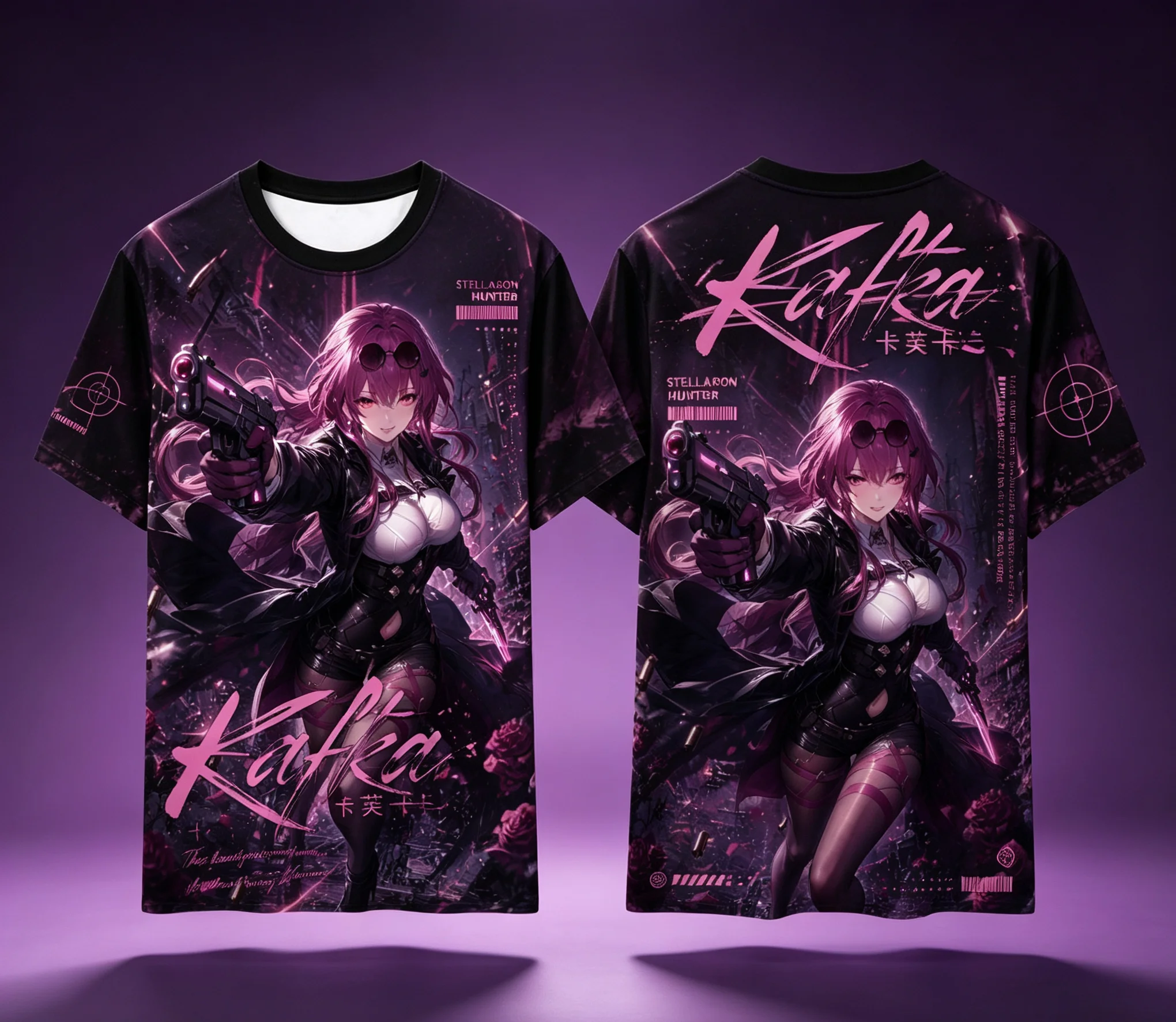 Popular Game Kafka Character Graphic T‑Shirt Unisex Casual 3D Full‑Print Short‑Sleeve Anime Cosplay Tee Tops