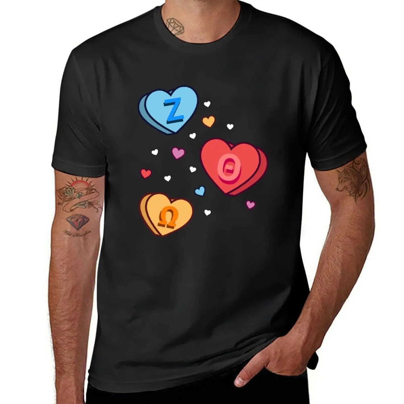 ZTO Candy Hearts T-Shirt heavyweights Aesthetic clothing mens champion t shirts