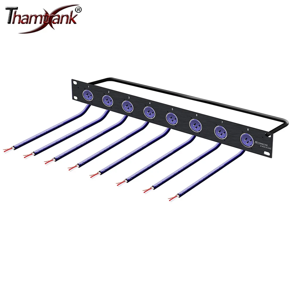 

Rack Patch Panel 8 Way 3Pin XLR Male Chassis Connector Audio Cable Pigtail Bare Wire 1U Flight Case Mount for Pro Loudspeaker