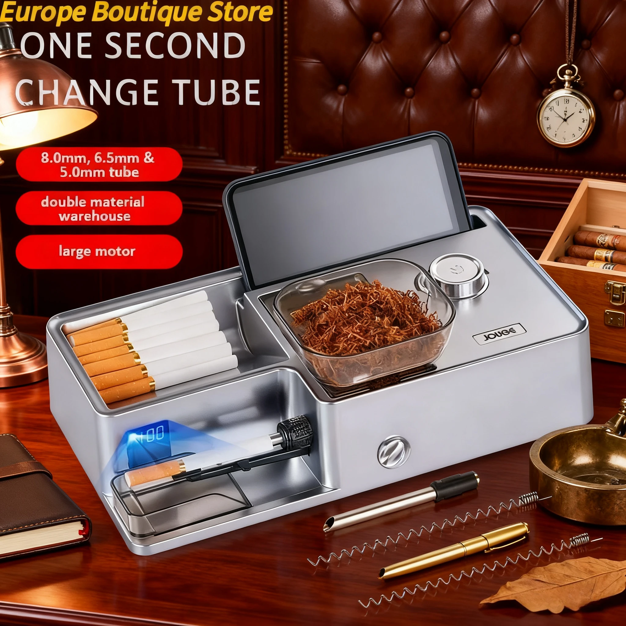 

New 3-in-1 Automatic Cigarette Machine Electric Cigarette Smart Sensor Injector Tobacco Filled 5.5/6.5/8mm Round Tube, Tweezers