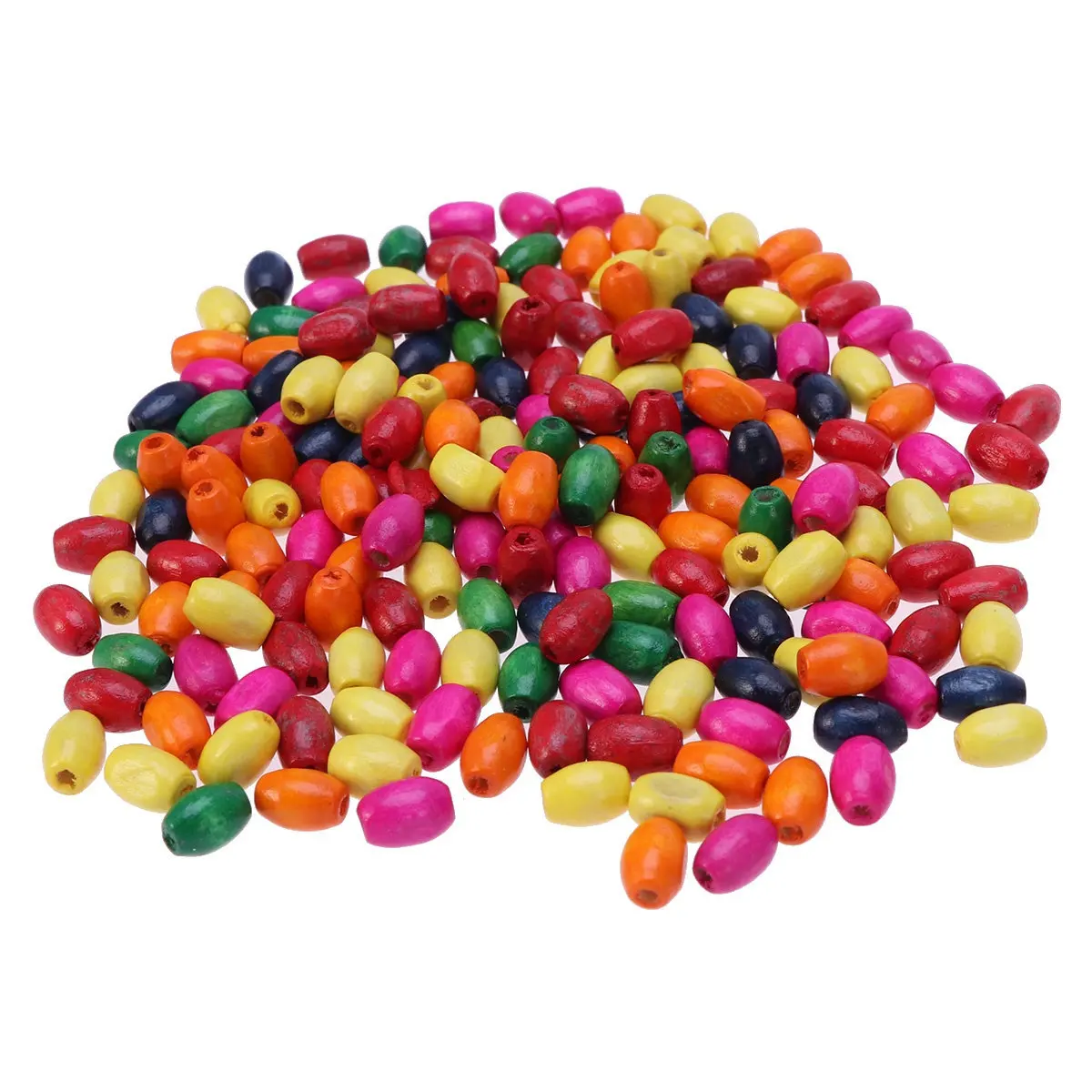200pcs Mixed Color Wooden Beads for DIY Jewelry Making, Craft Supplies, Door Curtain & Handmade Accessories