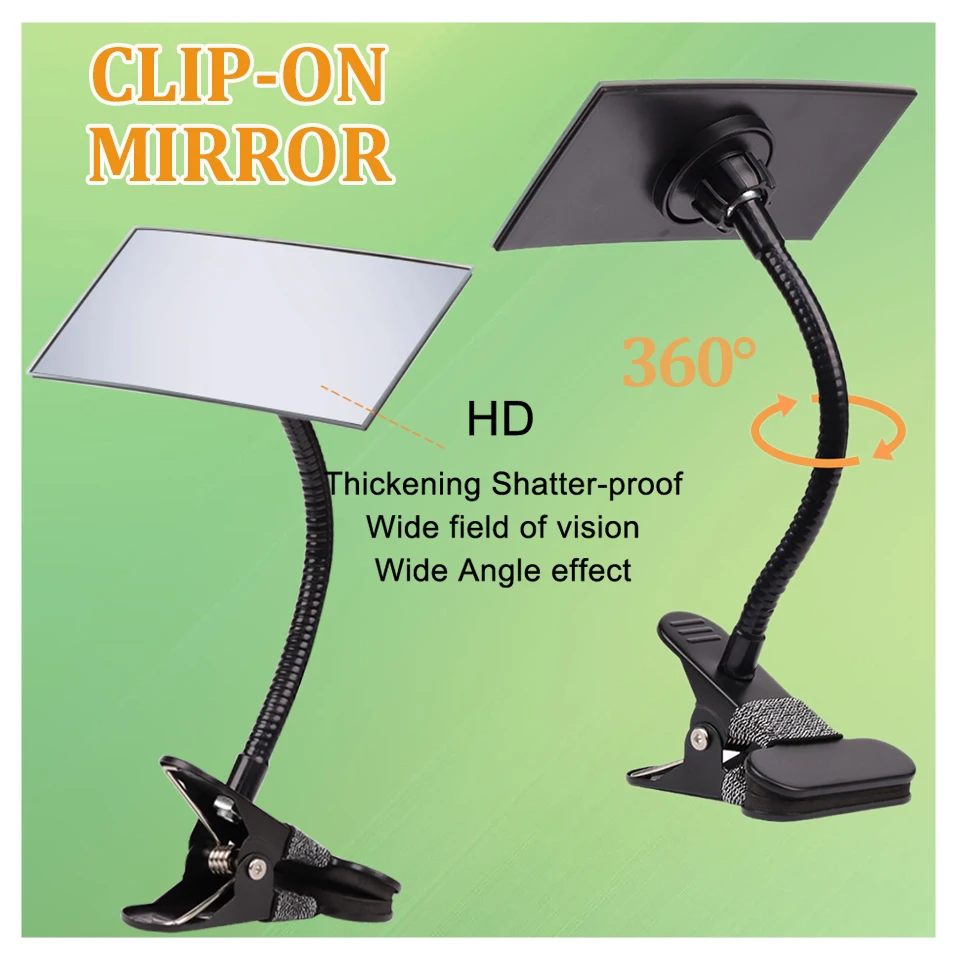 Makeup Mirror Clip on Computer Desk Office Personal Privacy Salon Grafting Eyelash Extensions Safety HD Flexible Clip-on Mirror