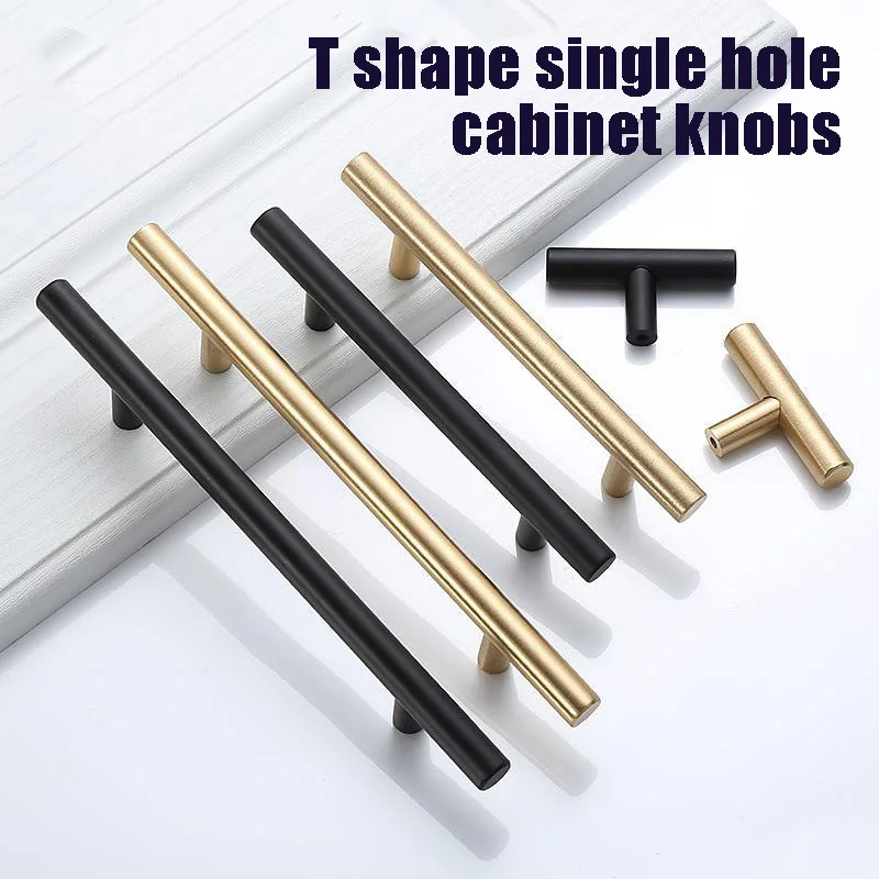 T Shape Cabinet Knobs Brushed Stainless Smooth Round Edge Anti Scratch Pull Handles Kitchen Wardrobe Drawer Door Hardware DIY