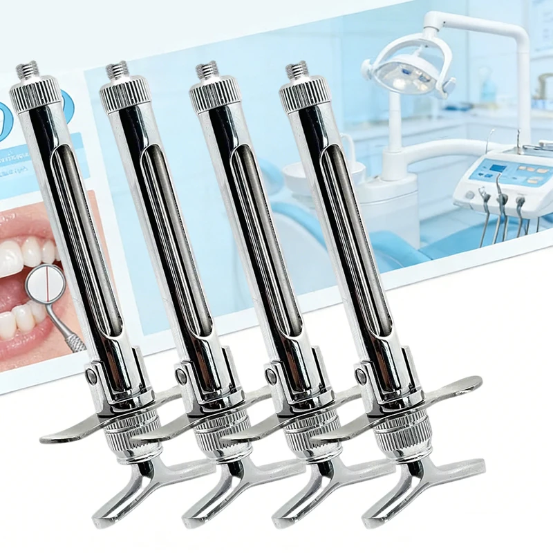 

4pcs 2.2ml Dental Stainless Steel Syringe Pen-Style Aspirating Dental Surgical Instrument Dentist Injector Tool
