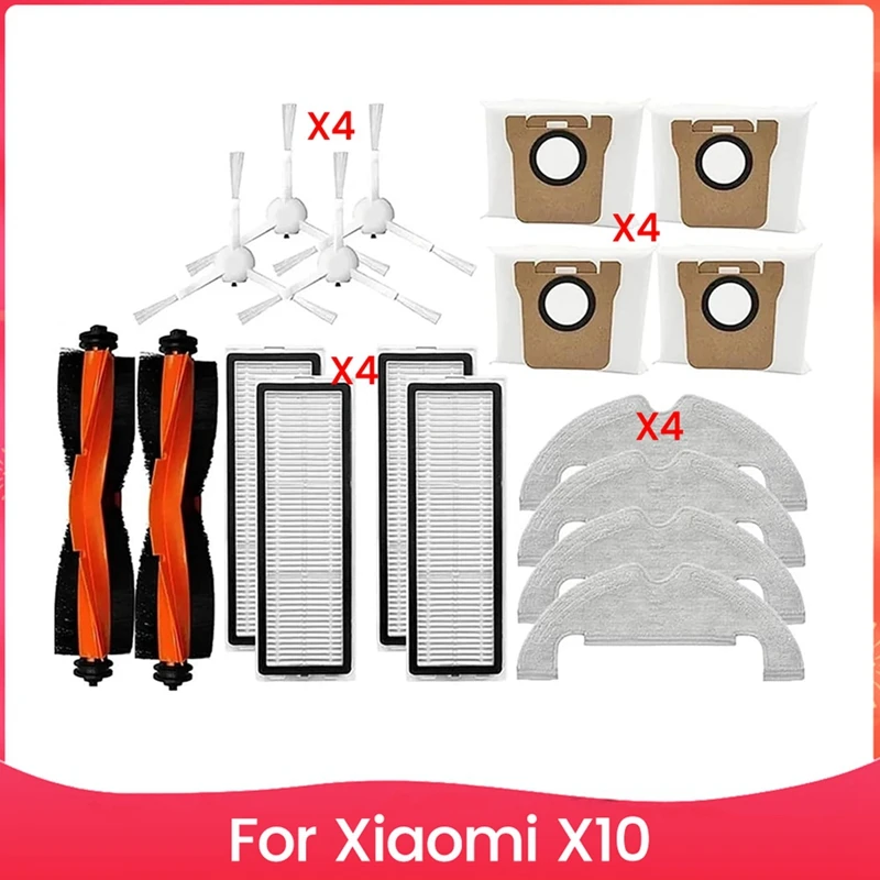 18PCS Main Side Brush Filter Dust Bag And Mop Cloth Kit Spare Parts Vacuum Cleaner Replacement Parts