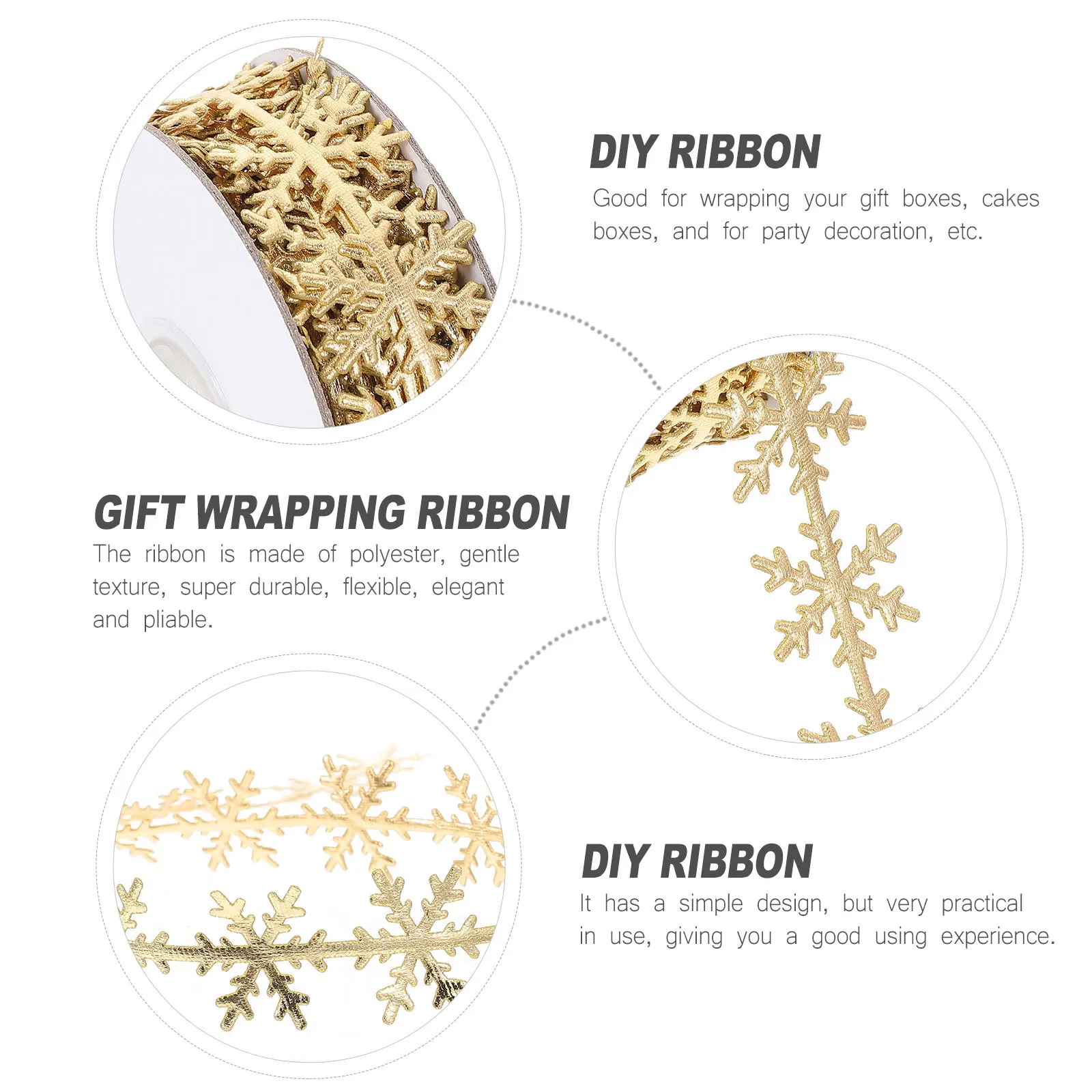 1 قطعة الذهب والفضة البوليستر ندفة الثلج الشريط الزخرفية الشريط لعيد الميلاد هدية التفاف حفل زفاف DIY بها بنفسك لوازم الحرفية