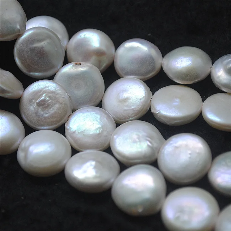 

30PCS Natural White Cultured Freshwater Pearl 14MM Coin Shape DIY Jewelry Accessories Good Quality For Women Necklace