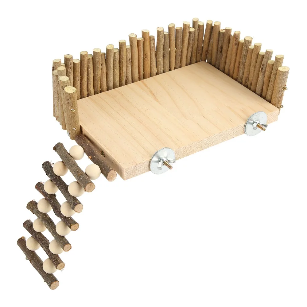 1 set Log Hamster Climbing Platform Handcrafted Screw Type Small Pet Activity Playground Safety Fence Stable