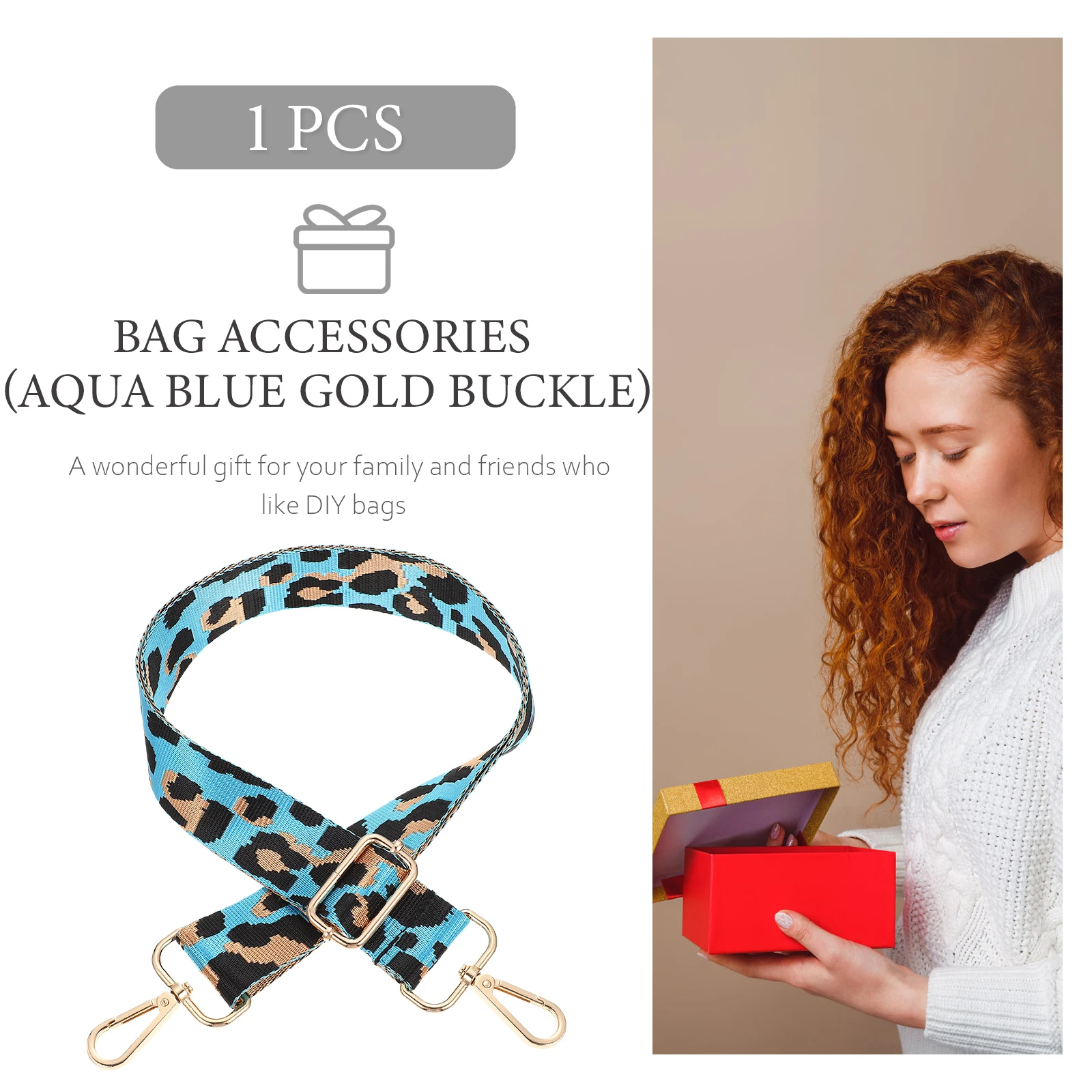 สายสะพายไนลอนแบบปรับได้ลายเสือดาวสำหรับกระเป๋าสะพายข้าง/กระเป๋าสะพายไหล่