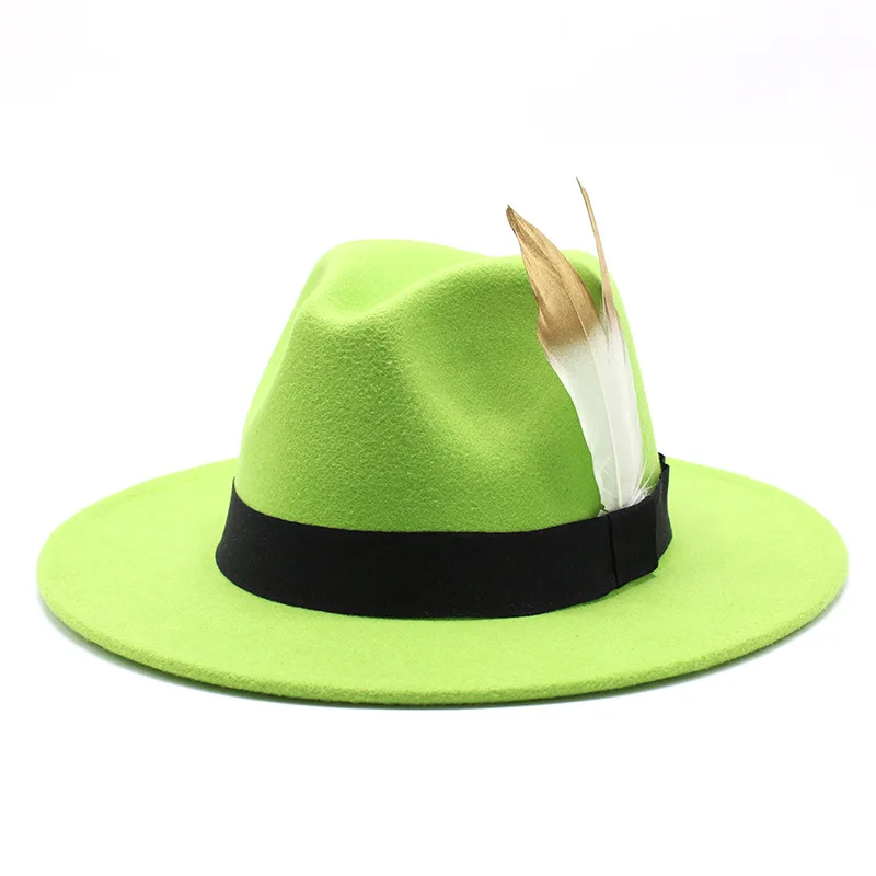 European And American Fashion Wide Brim Hat  Top Hat All Match Flat Brim Fedora Hat European And American Style British Style