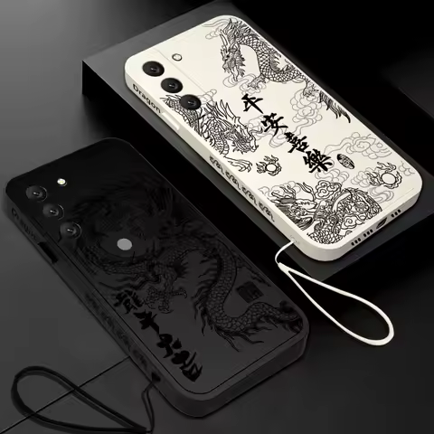 Fashion Black China Dragon Phone Case For Xiaomi Poco M5 X5 F5 F4 X4 M4 F3 X3 M3 F2 GT Pro C40 C31 4G 5G Cover With Hand Strap
