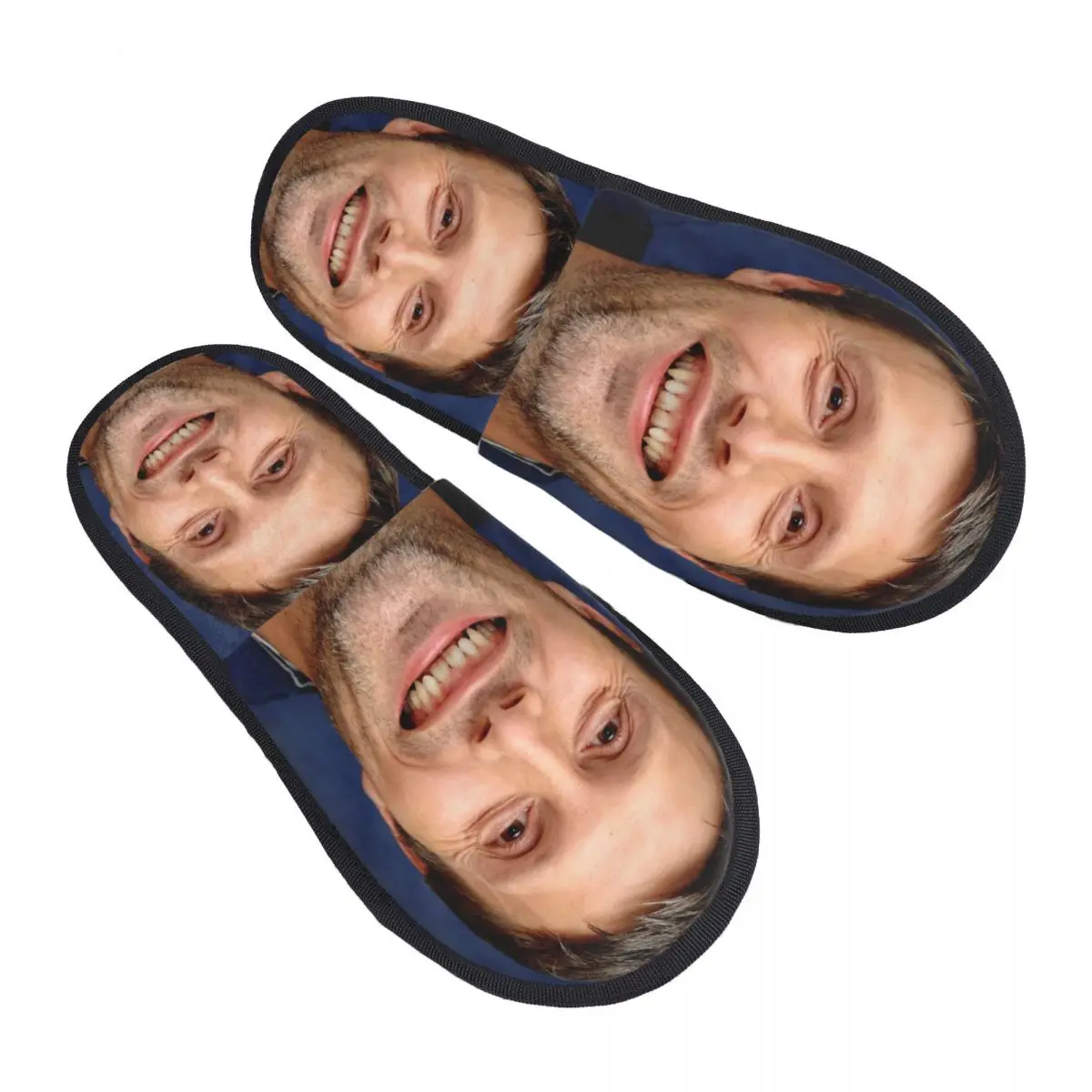 Custom Mads Mikkelsen Smile Soft Scuff With Memory Foam Slippers Women Bedroom House Shoes