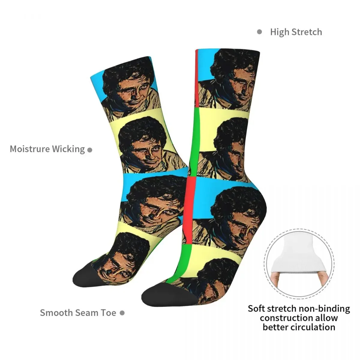 Columbo Art Socks Harajuku Sweat Absorbing Stockings All Season Long Socks Accessories for Man's Woman's Gifts