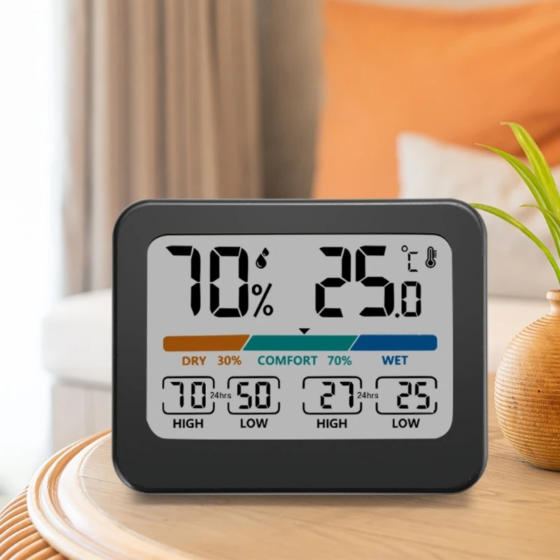 Termometro digitale Igrometro Display LCD Sensore umidità elettronico Indicatore temperatura con staffa per baby room Drop