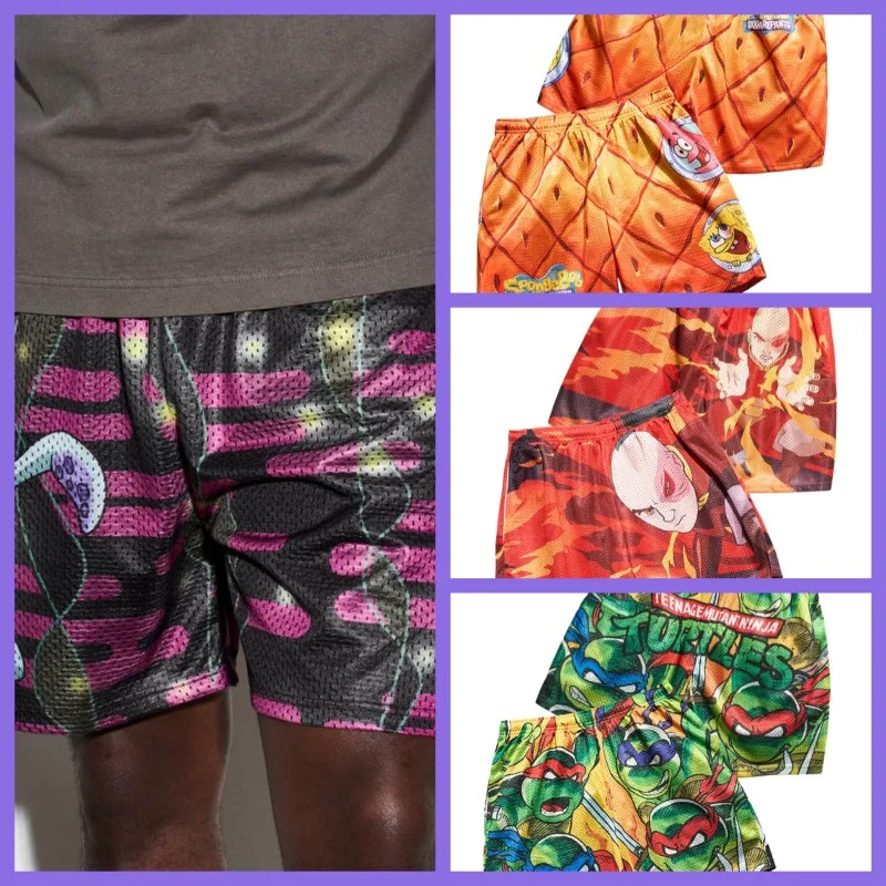 

2025 Gym Fitness Men's and Women's Sports Shorts Printed Training Jogging Shorts MMA Boxing Sports Mesh Shorts Beach Shorts