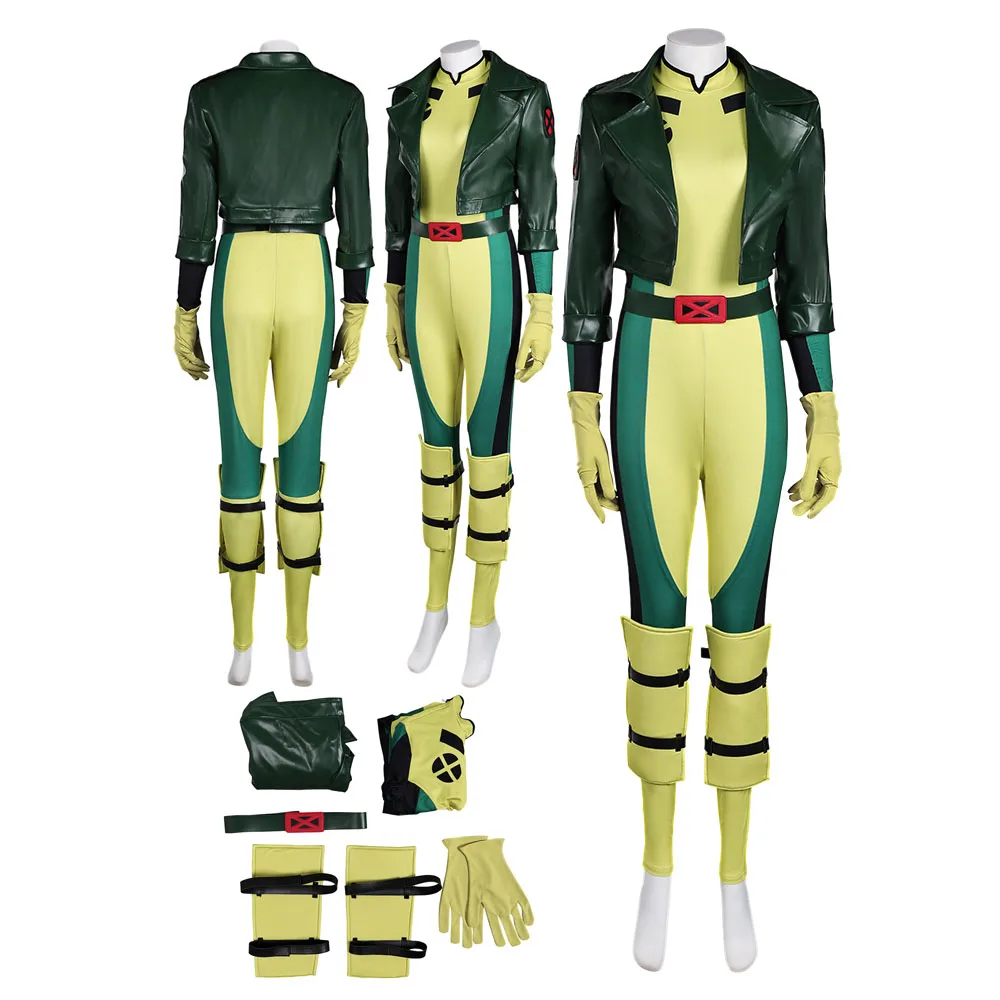 Rogue Cosplay X 97 kostium super złoczyńcy dla dorosłych kobiet kurtki legginsy przebranie kombinezon rękawiczki stroje Halloween karnawałowy